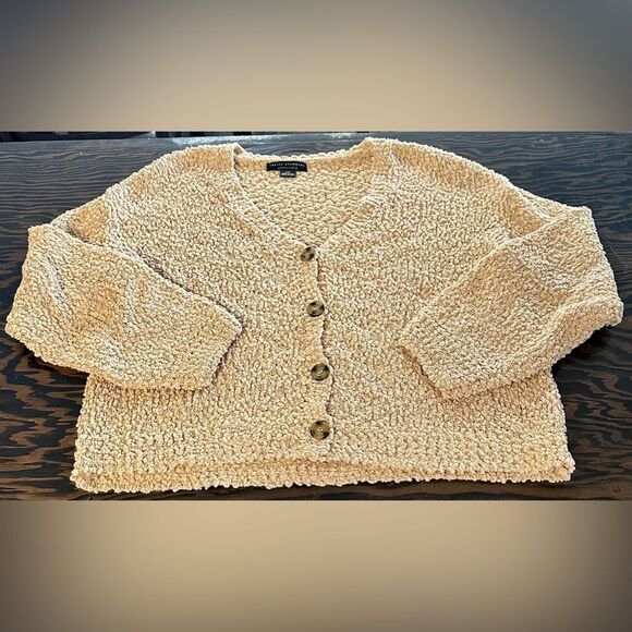 Woman’s Tan Social Standard Button Down Teddy Cardigan (278) - Picture 1 of 3